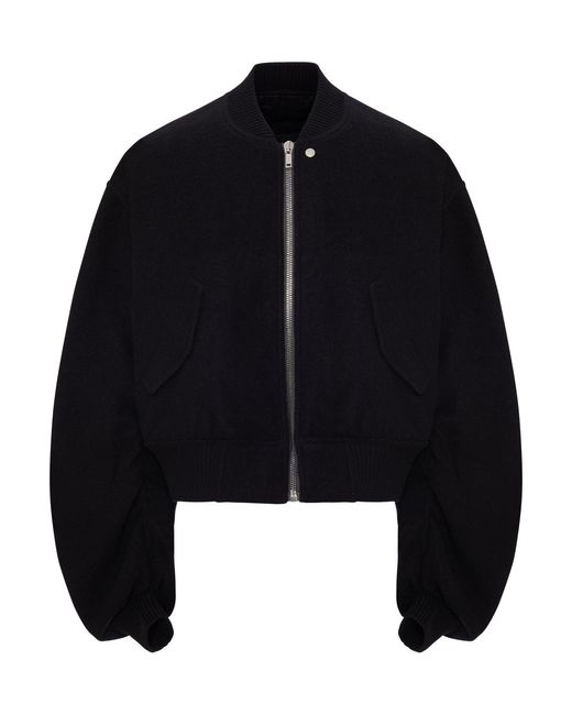 Rick Owens Black Cropped Bomber Jacket With Voluminous Sleeves for men
