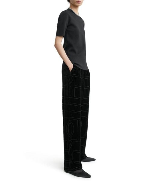 Totême Black Velvet Trousers With Dãvorã Monogram