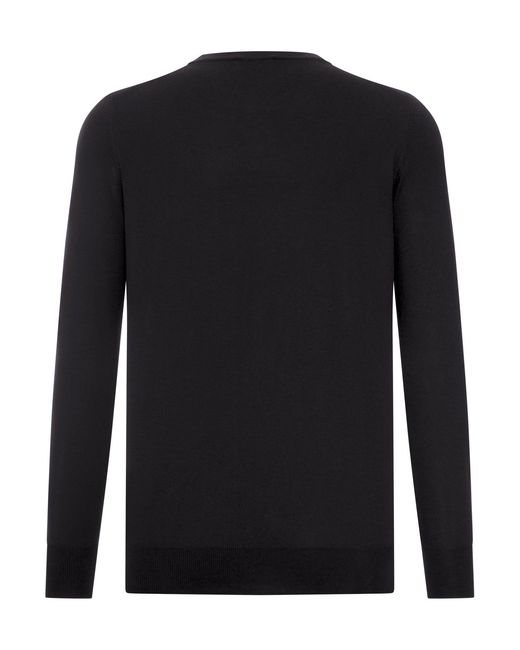 Nome G Black Crew Neck Long Sleeved Cotton Knitted T-Shirt for men
