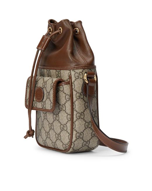 Gucci Brown Mini GG Bucket Bag With GG Cross for men
