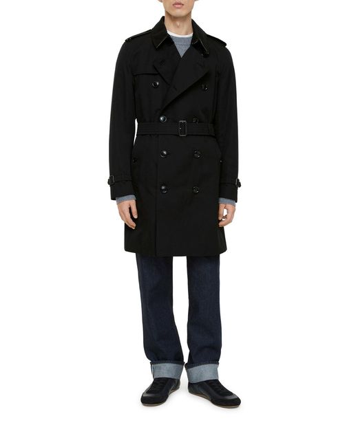 Burberry Black Kensington Heritage Mid-Length Trench Coat for men