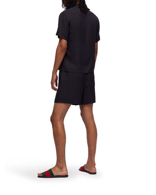 Shorts in seta jacquard gg di Gucci in Blue da Uomo