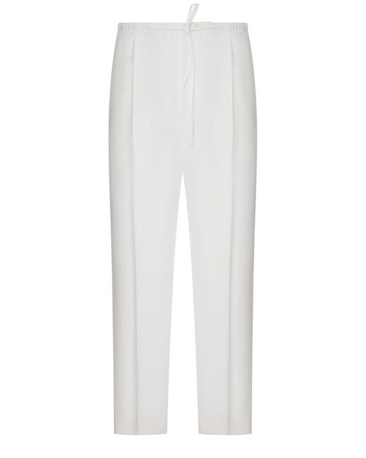Bottega Veneta White Compact Cotton Trousers for men