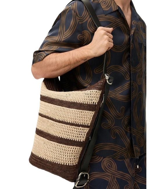 Loewe White Medium Raffia Loop Bucket for men