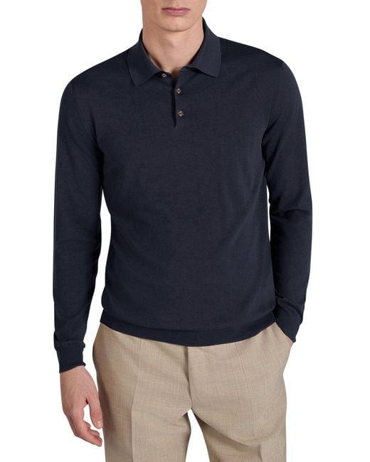 Zanone Blue Slim Fit Cotton And Silk Polo Shirt for men