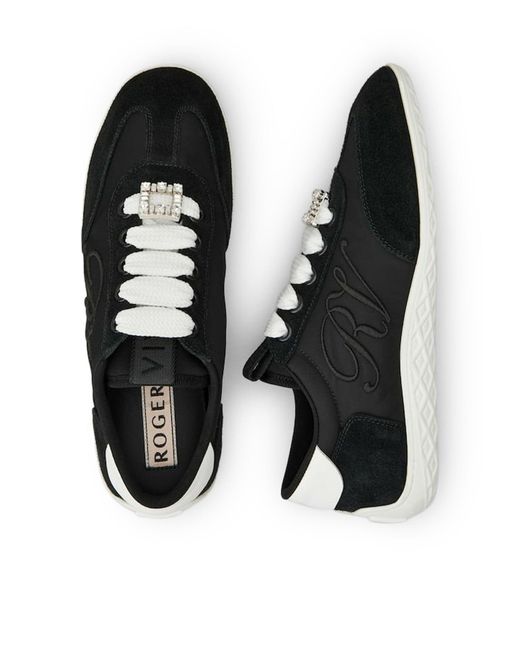 Roger Vivier Black Viv Low Suede Sneakers