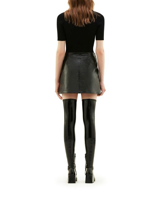 Courreges Black Reedition Short Sleeves Rib Knit Sweater