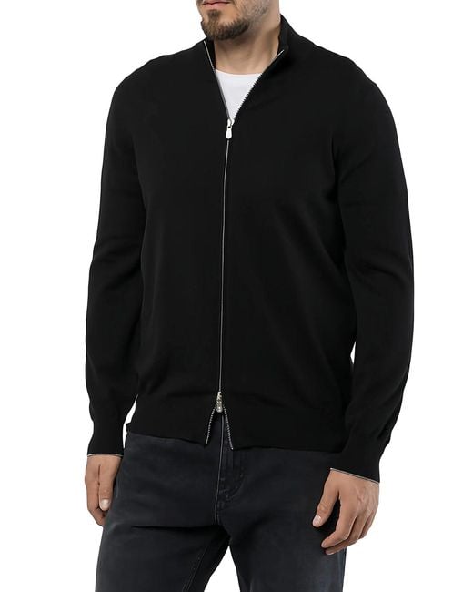 Brunello Cucinelli Black Cashmere Zip-Up Cardigan for men