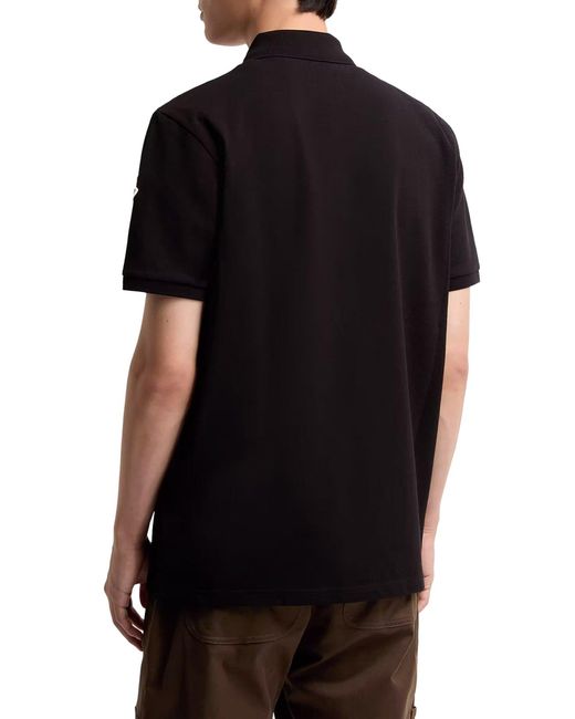 Polo in piquet di cotone con logo di Moncler in Black da Uomo