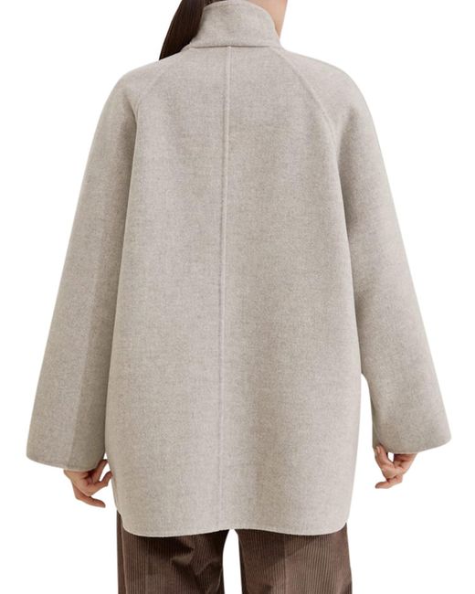 Brunello Cucinelli White Wool And Cashmere Caban With Shiny Cuff Details