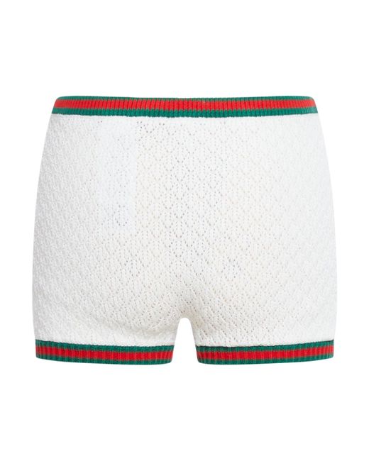 Gucci White Lace And Cotton Shorts