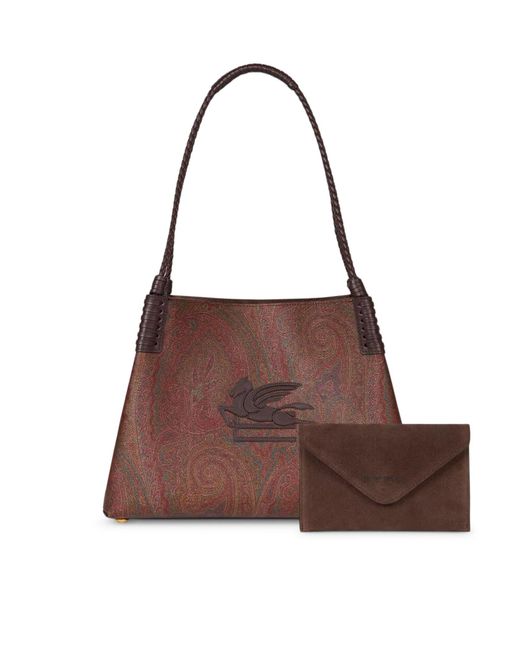 Etro Brown Libra Medium Arnica Shopping Bag
