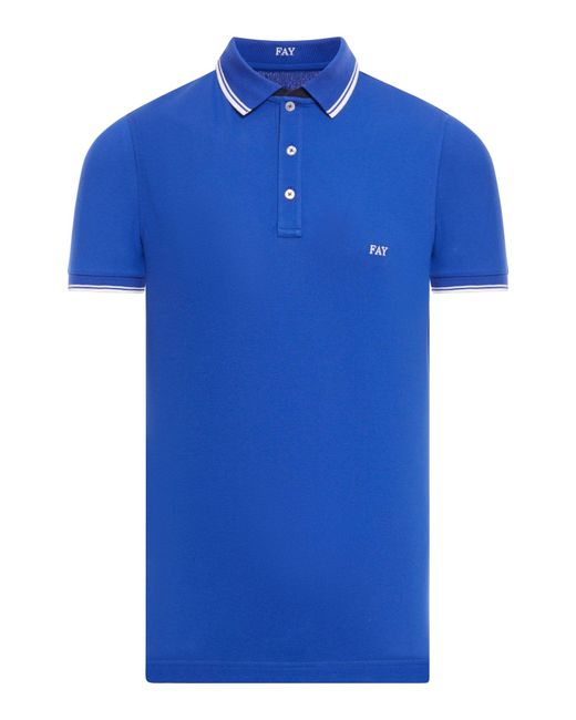 FAY ARCHIVE Blue Polo Stretch for men