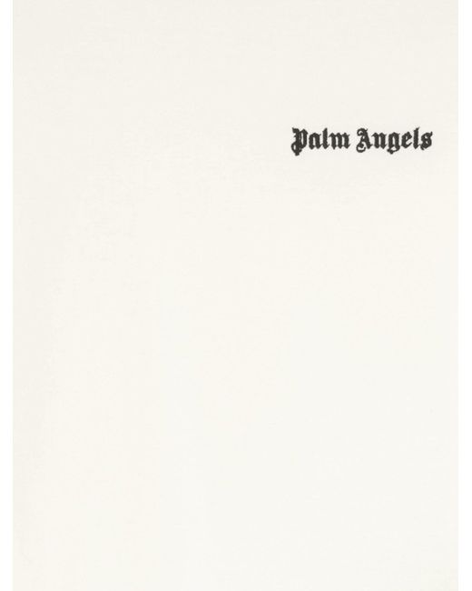 T-shirt in cotone con ricamo logo di Palm Angels in White
