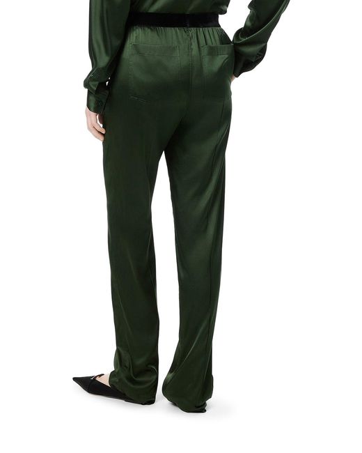 Tom Ford Green Stretch Silk Satin Trousers