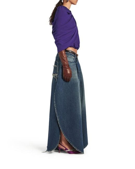 Balenciaga Purple Silk Cady Cape Top