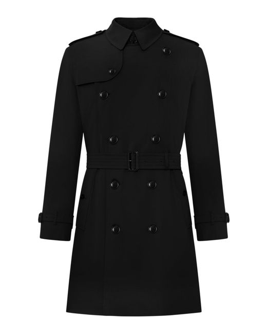 Burberry Black Kensington Heritage Mid-Length Trench Coat for men