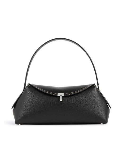 Totême Black T-Lock Leather Bag With Contrasting Stitching