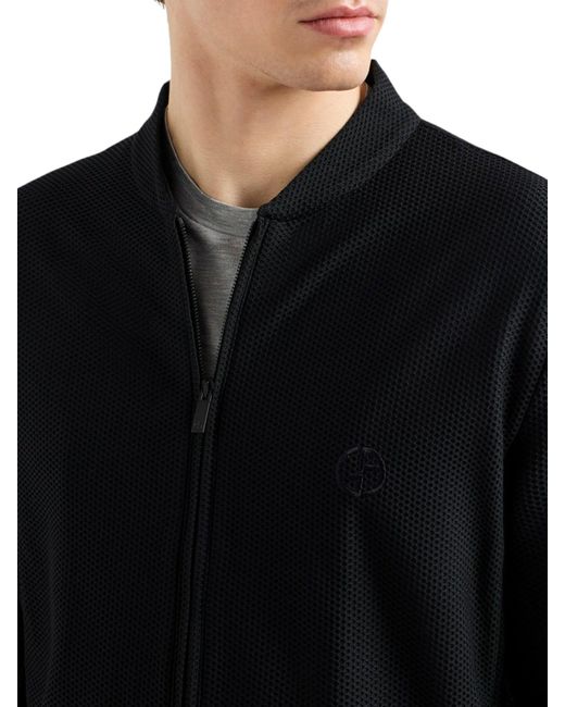 Blouson in jersey double di micro modal di Giorgio Armani in Blue da Uomo