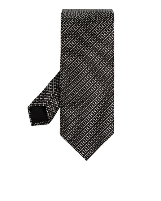 Tom Ford Black Silk Tie With Geometric Pattern for men