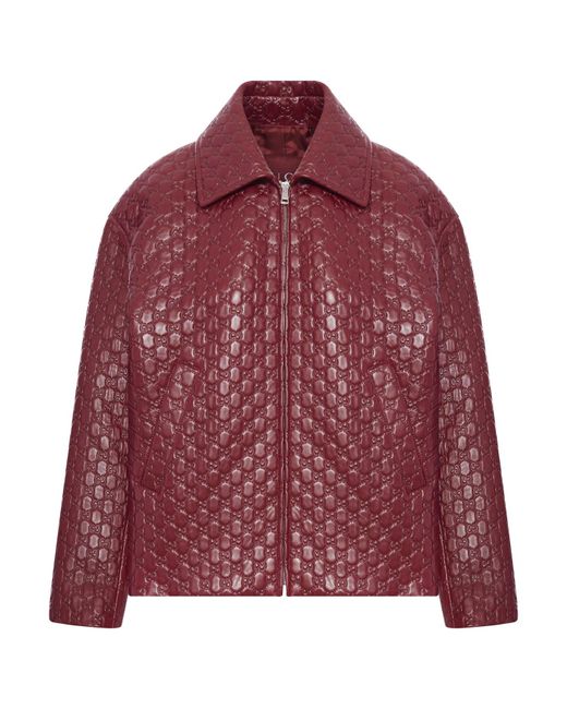 Gucci Red Oversize Jkt All Over Gg Embos