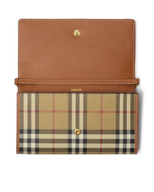 Burberry Check Wallet With Chain ??shoulder Strap in Natural | Lyst