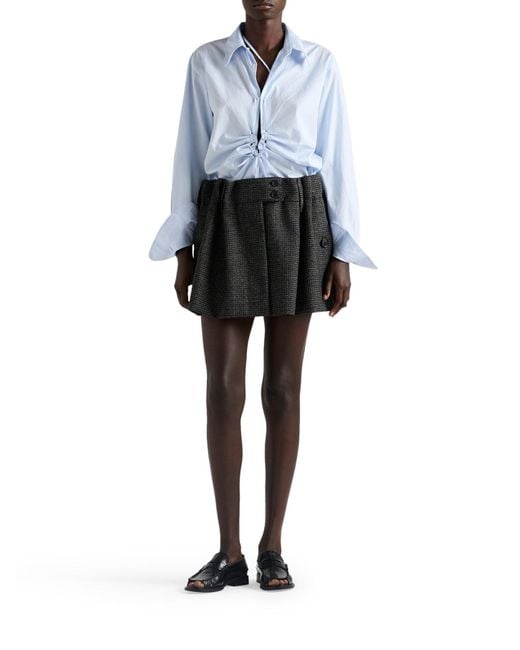 Prada Gray Vichy Pattern Mouliné Wool Mini Skirt
