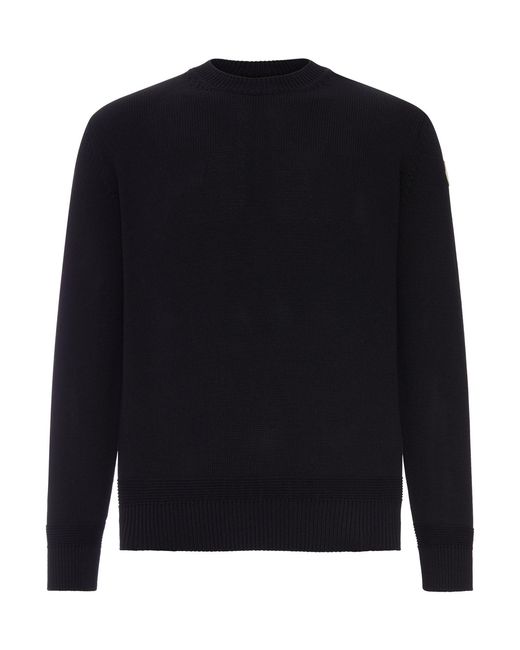 Maglione in cotone con patch logato di Moncler in Blue da Uomo