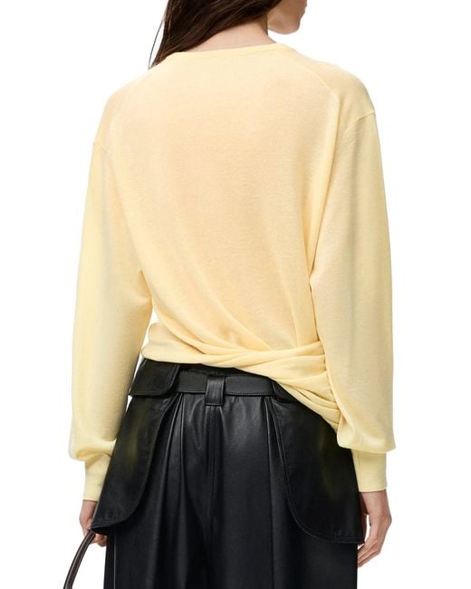 Loewe Yellow Draped Merino Wool Sweater