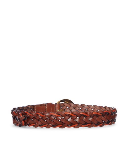 Etro White Woven Leather Belt With Buckle