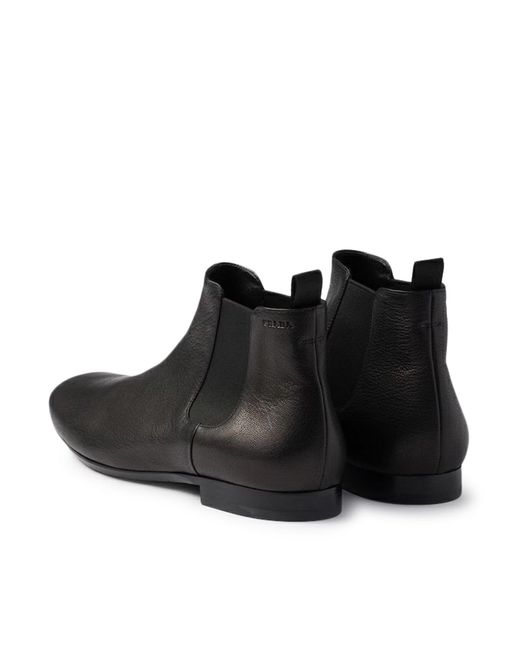 Prada Black Leather Chelsea Boots for men