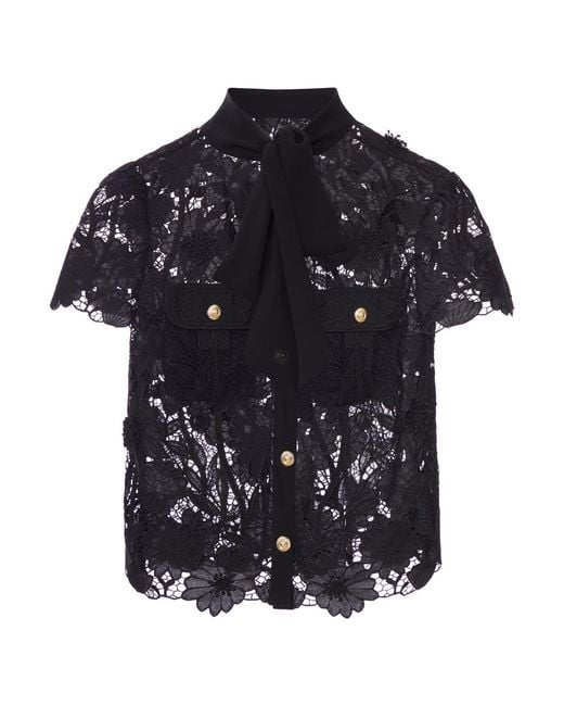 Self-Portrait Black Top With Neck Ties