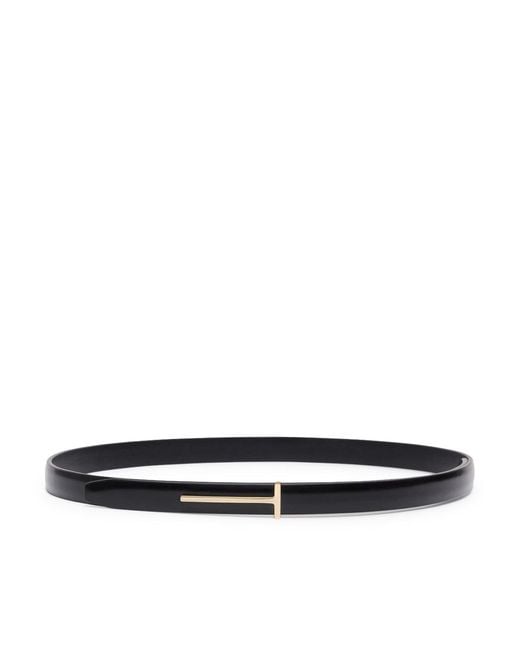 Tom Ford White Thin Brushed Leather Belt