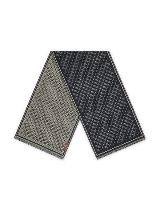 Gucci Black Gg Jacquard Wool Scarf for men