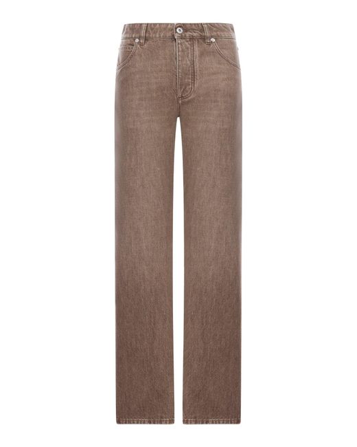 Pantaloni in denim di cotone di Bottega Veneta in Brown