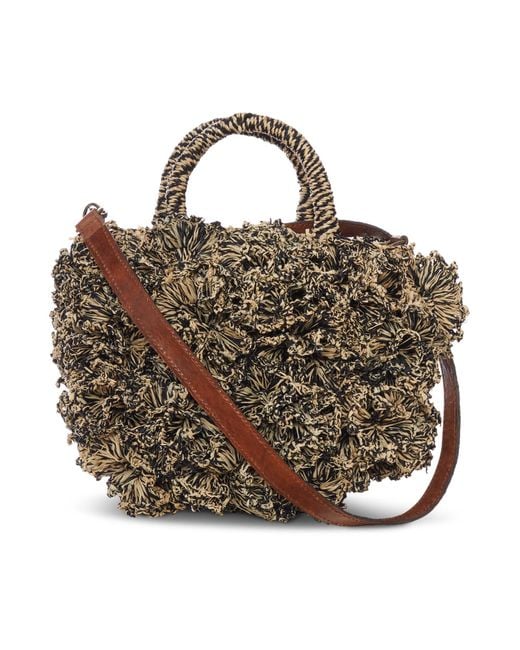 IBELIV Brown Coral Raffia Bag