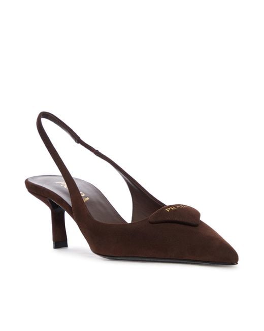 Prada Brown Slingback Suede Pumps