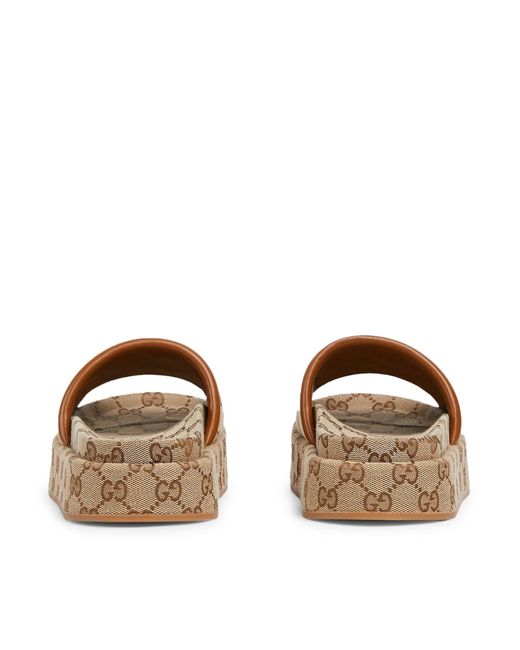 Gucci Brown Platform Sandal With Gg