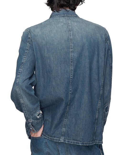 Maison Margiela Blue Denim Caban Jacket for men