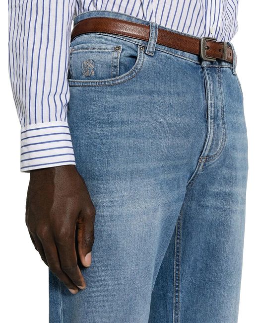Brunello Cucinelli Blue Light Wash Denim Jeans for men