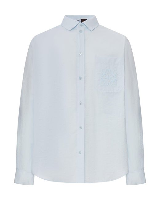 Loewe White X Paula's Ibiza Long-Sleeved Textured Poplin Shirt for men