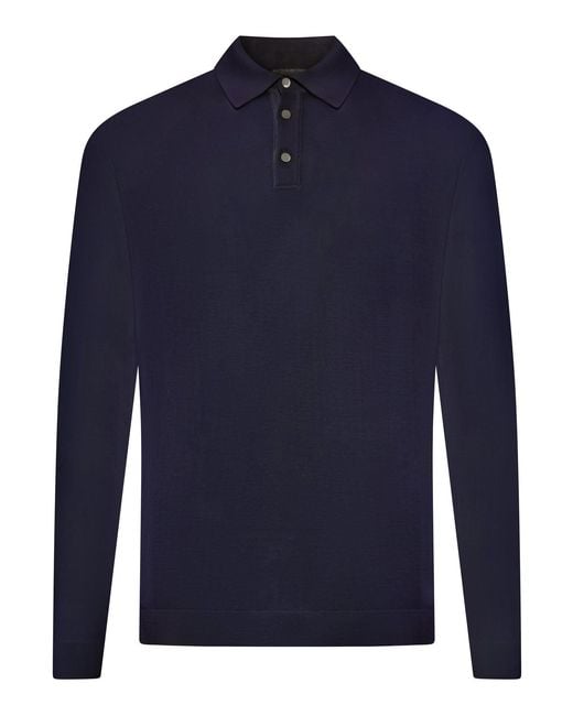 Roberto Collina Blue Fine Cotton Knit Polo Shirt for men