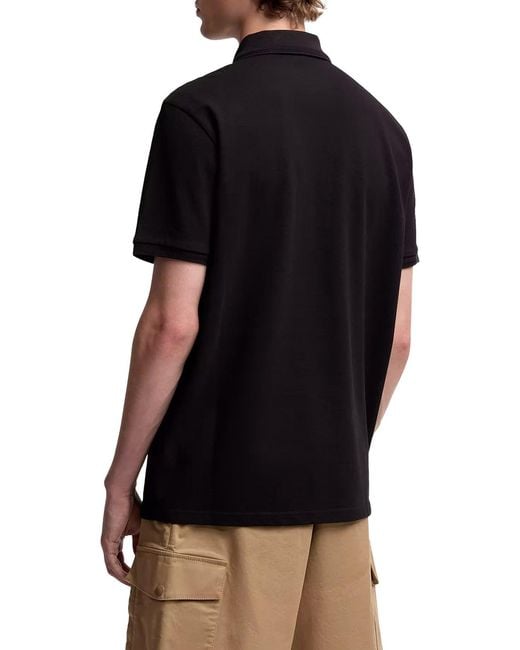 Moncler Black Cotton Piquet Polo Shirt With Logo Patch for men