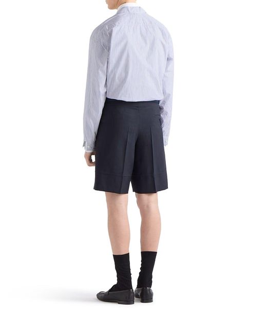 Prada White Cotton Poplin Shirt With Striped Pattern for men