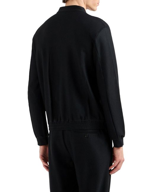 Blouson in jersey double di micro modal di Giorgio Armani in Blue da Uomo