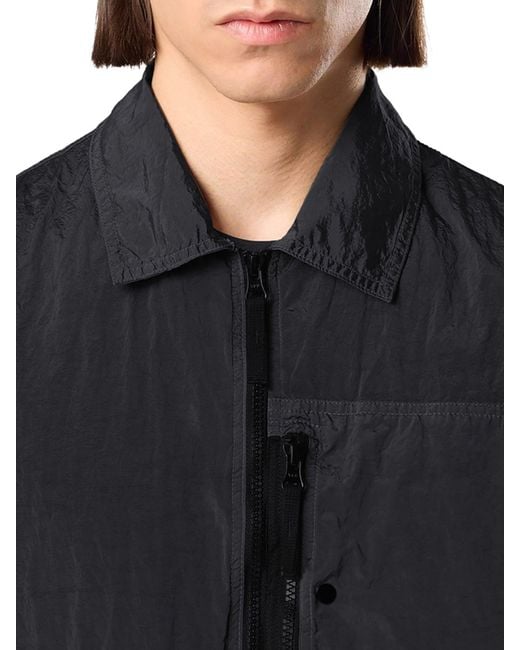 Stone Island Black Nylon Overshirt With Badge for men