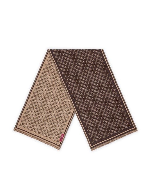 Gucci Brown Gg Jacquard Wool Scarf for men