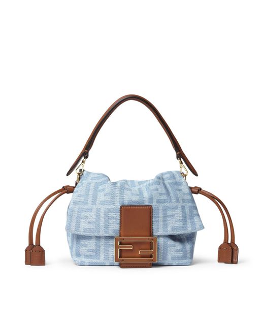 Fendi Blue Small Baguette Mom Bag