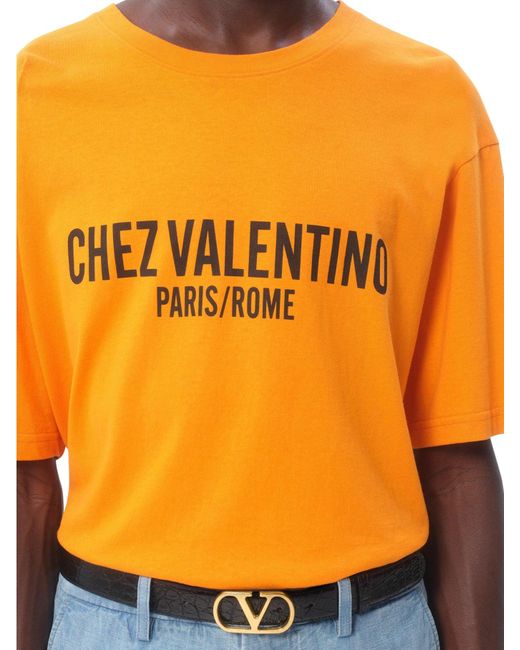 Valentino Garavani Orange Chez Print Cotton T-Shirt for men