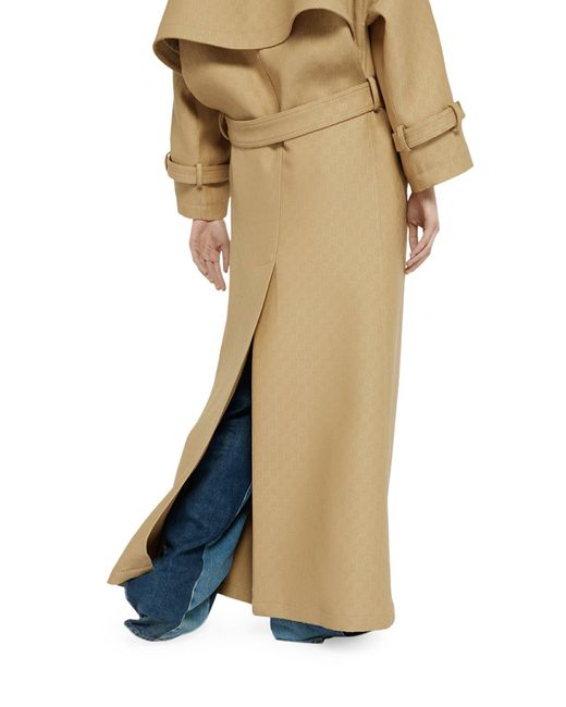 Gucci Natural Gg Silk And Wool Double Create Coat